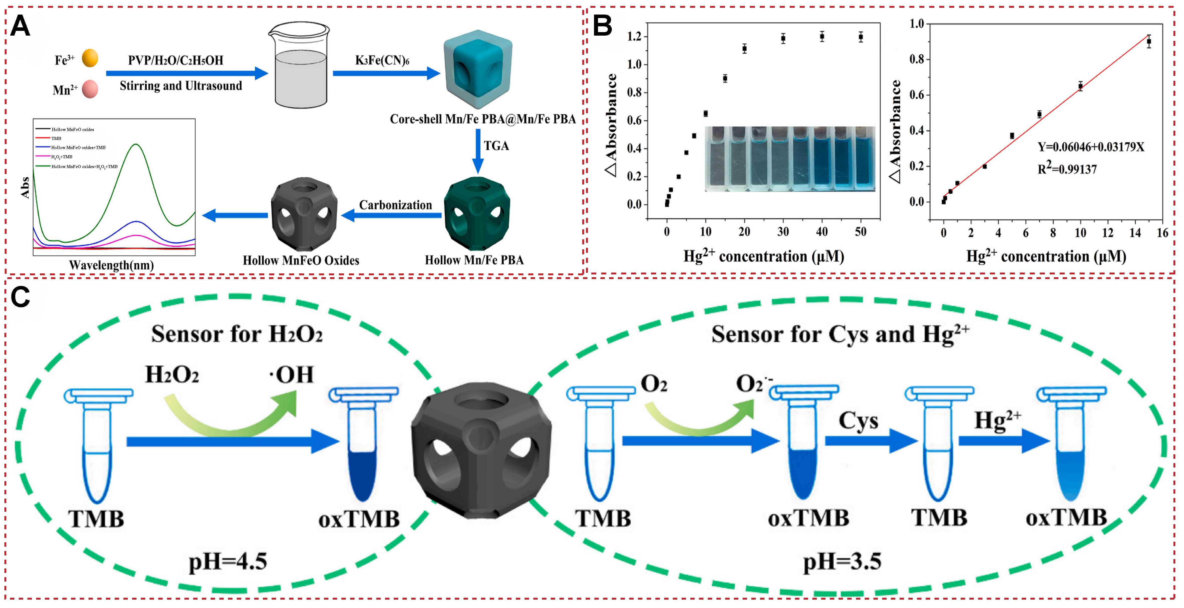 Functional fluorescent probes for efficient identification and detection of mercury ions based on fluorescence emission, quenching, and resonance energy transfer processes