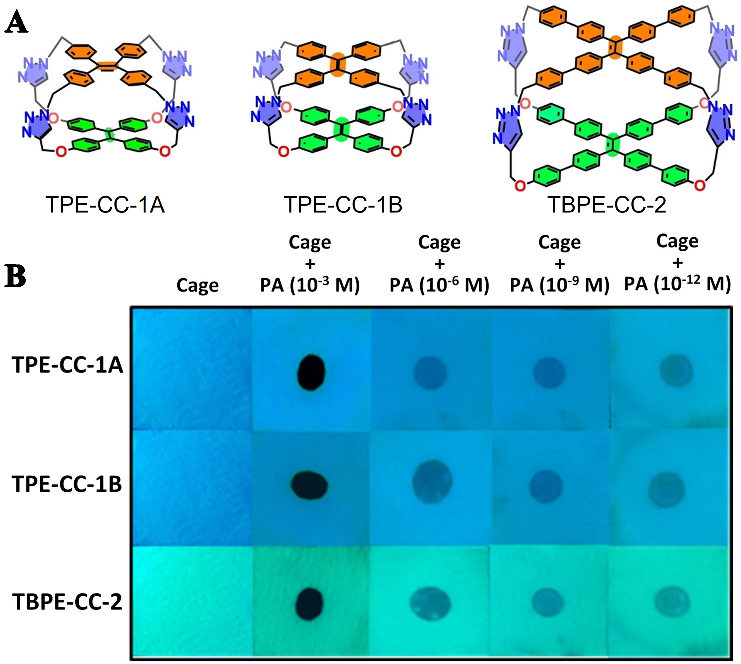 Fluorescent organic cages and their applications