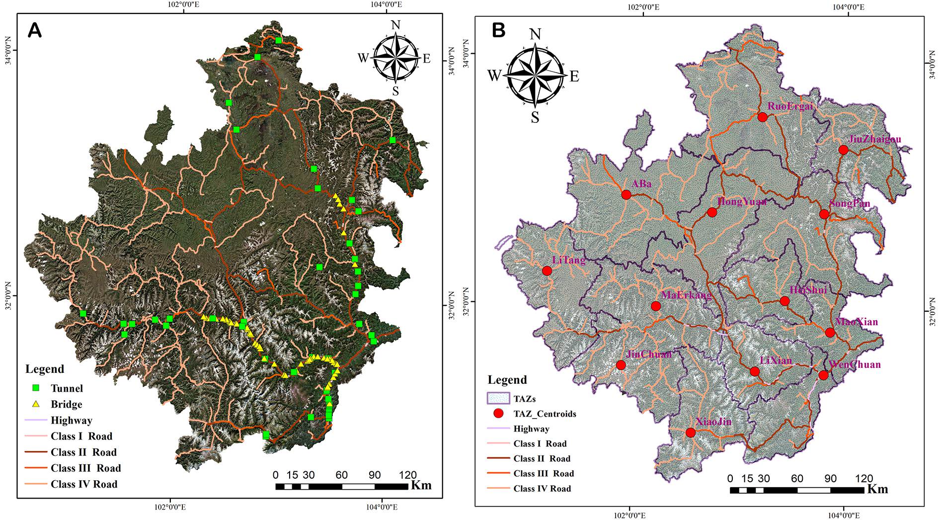 Assessment of connectivity reliability and travel time of road networks after earthquake: case study of Aba Autonomous Prefecture