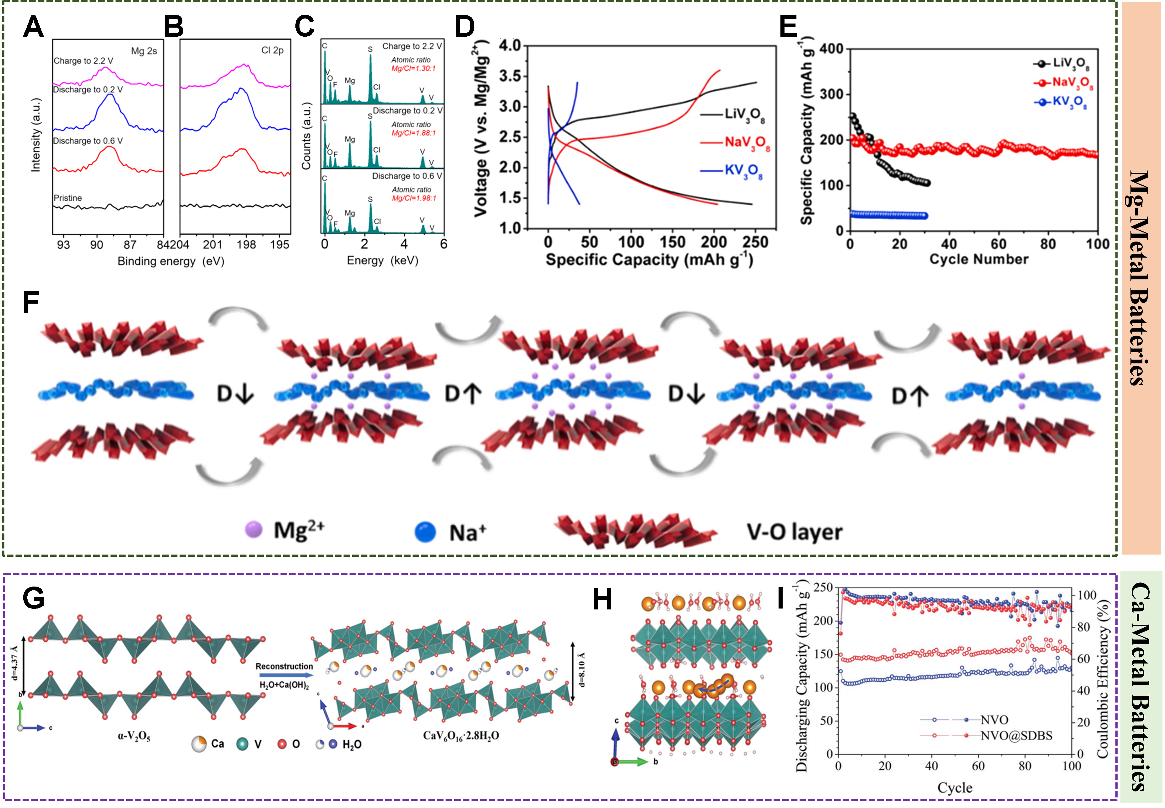 Advanced V-based materials for multivalent-ion storage applications