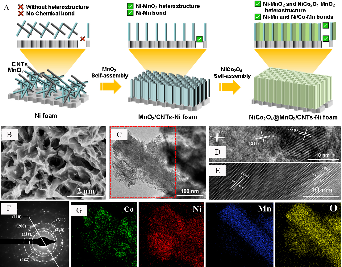 A bimetallic-activated MnO<sub>2</sub> self-assembly electrode with a dual heterojunction structure for high-performance rechargeable zinc-air batteries