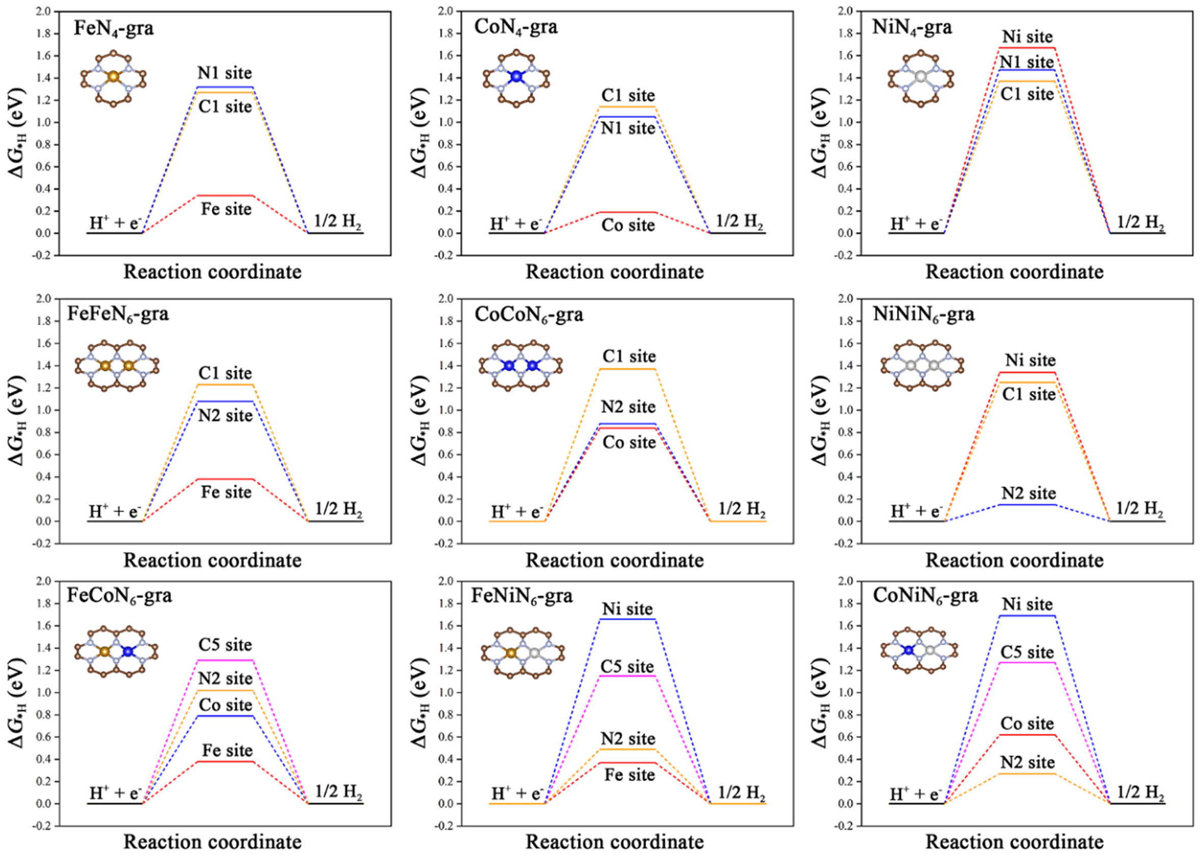 High hydrogen evolution activities of dual-metal atoms incorporated N-doped graphenes achieved by coordination regulation