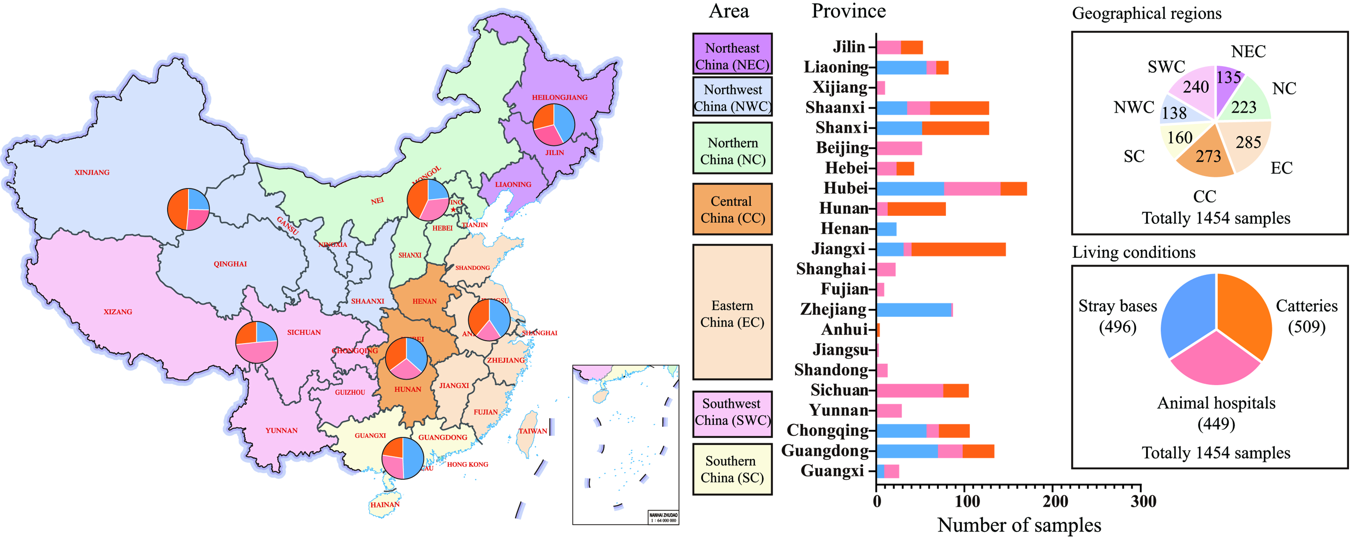 Profiling the composition of resistome and bacteriome in the upper respiratory tract of domestic cats with respiratory signs in China