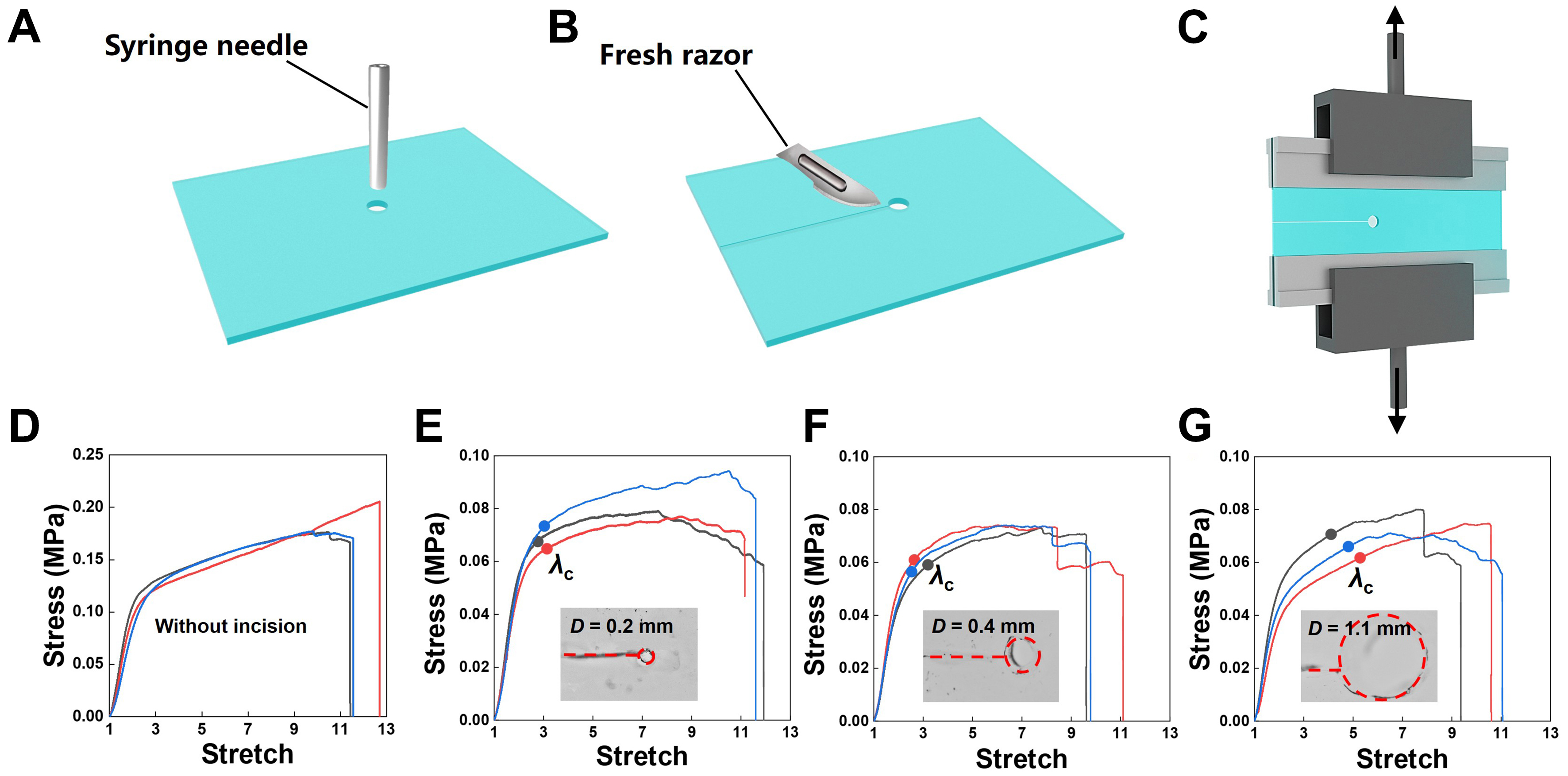 Effect of incision curvature on measuring fracture energy of soft materials