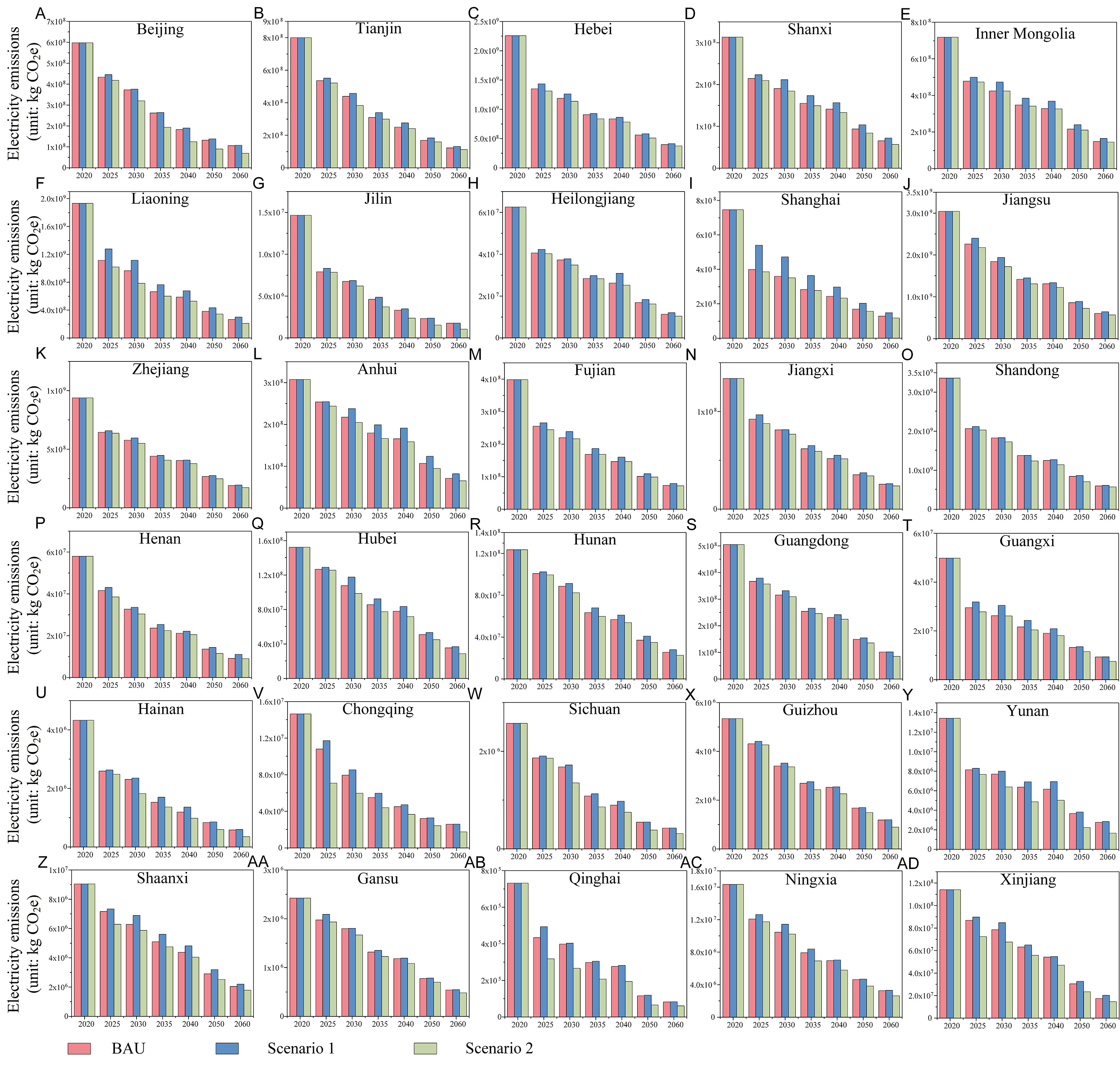 Decarbonizing China's grid: provincial grid carbon footprint factors and export-embedded electricity emissions from 2020 to 2060