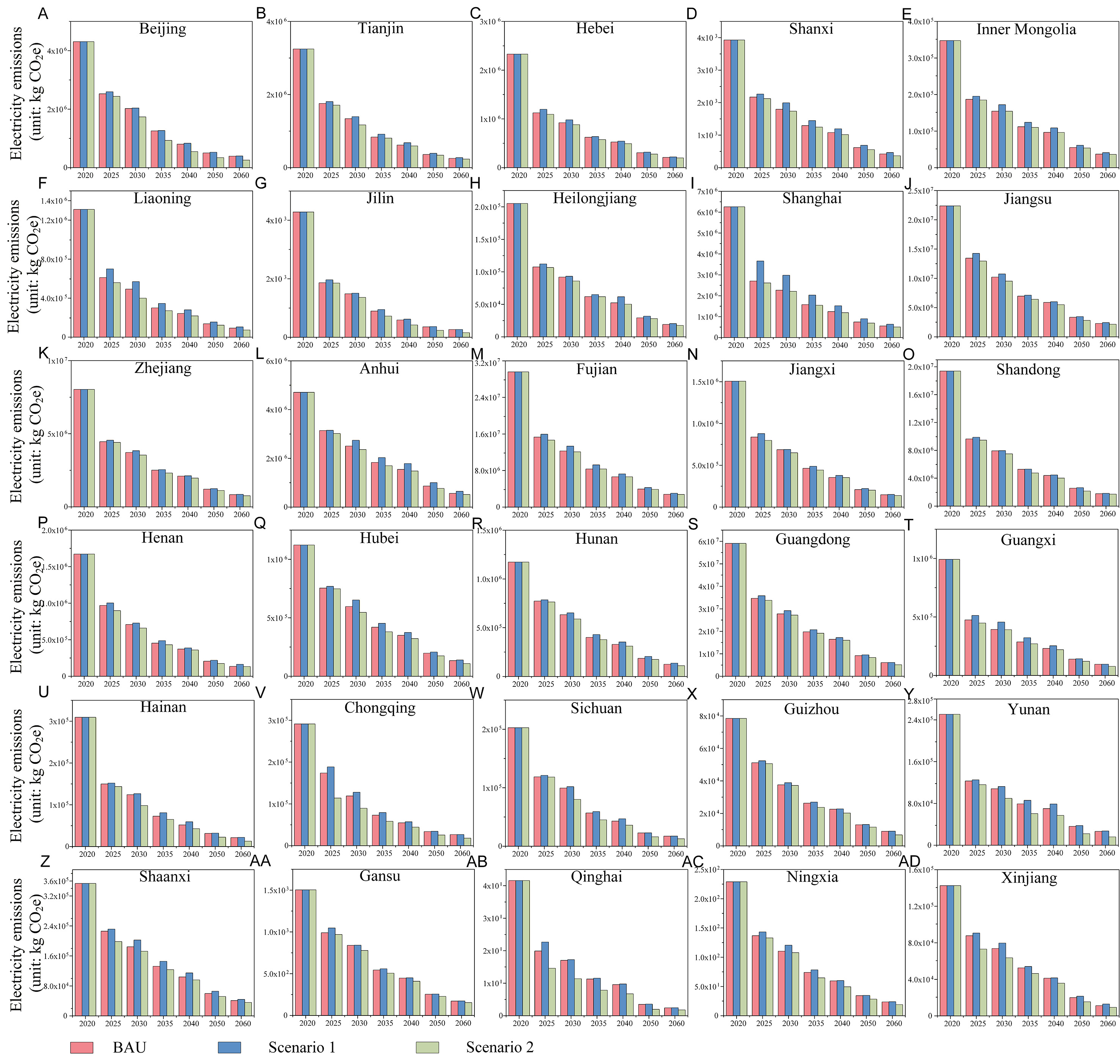 Decarbonizing China's grid: provincial grid carbon footprint factors and export-embedded electricity emissions from 2020 to 2060