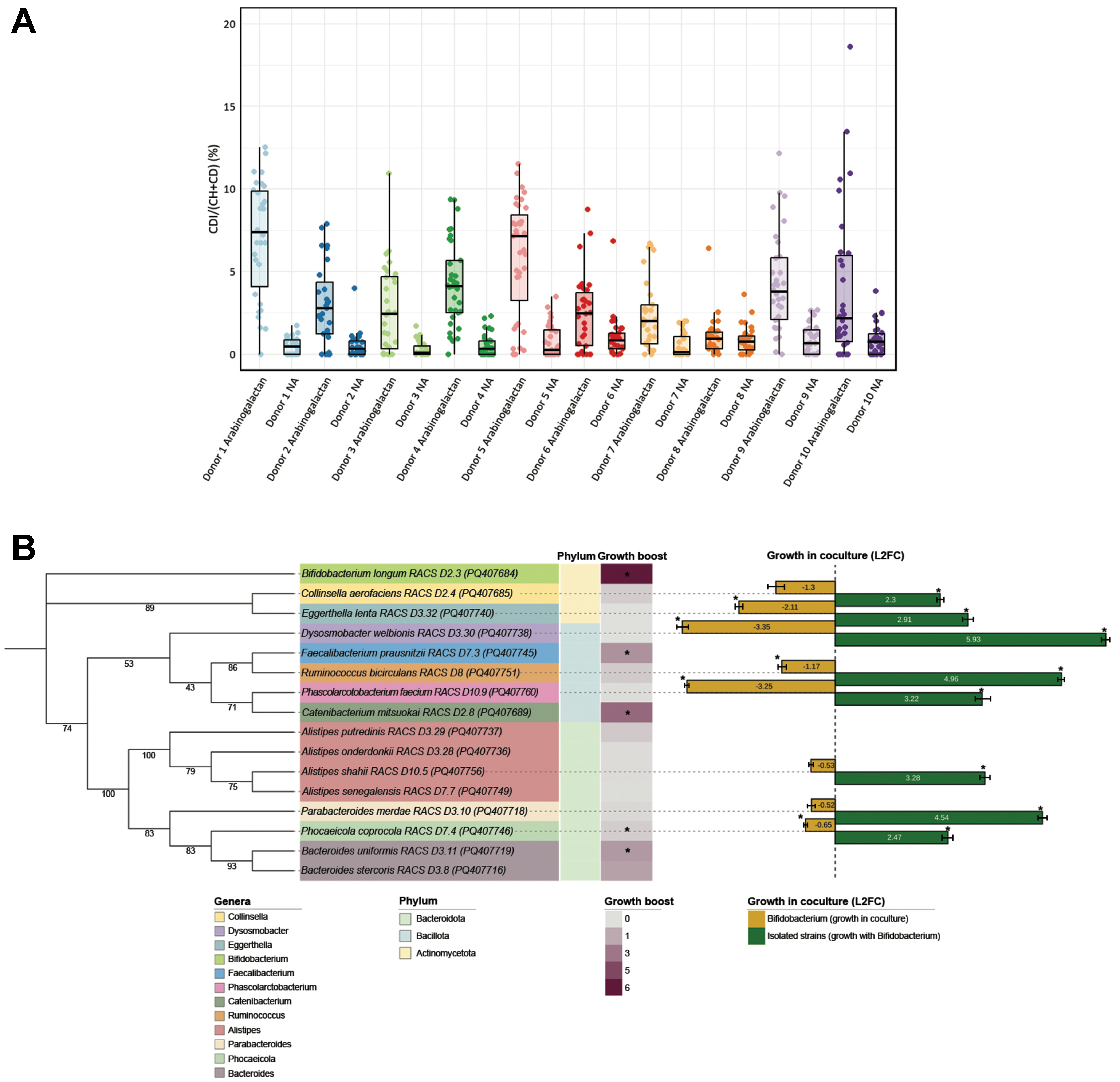 Evaluating the prebiotic activity of arabinogalactan on the human gut microbiota using 16S rRNA gene sequencing and Raman-activated cell sorting