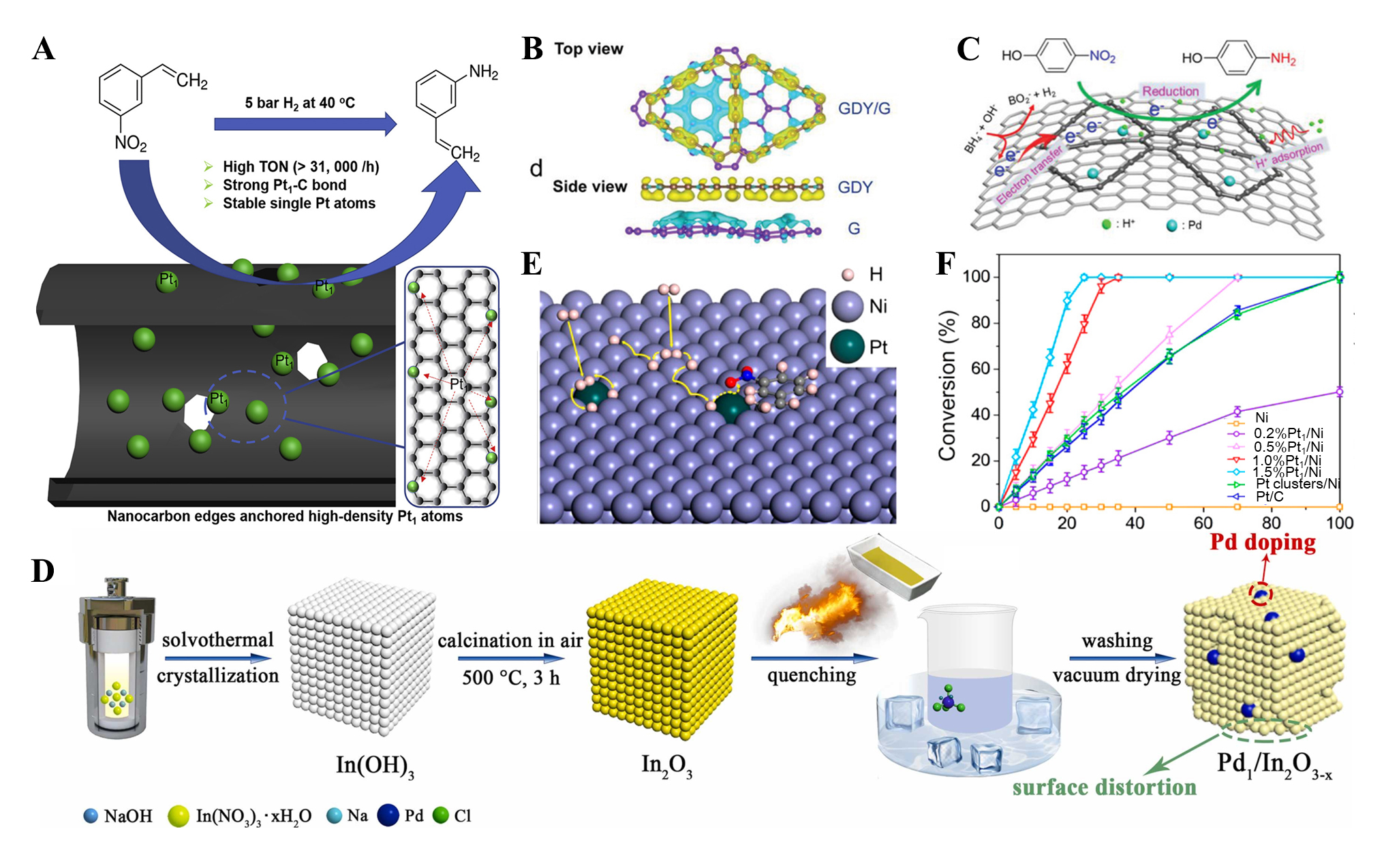 Rational design of single-atom catalysts for efficient hydrogenation of nitro compounds