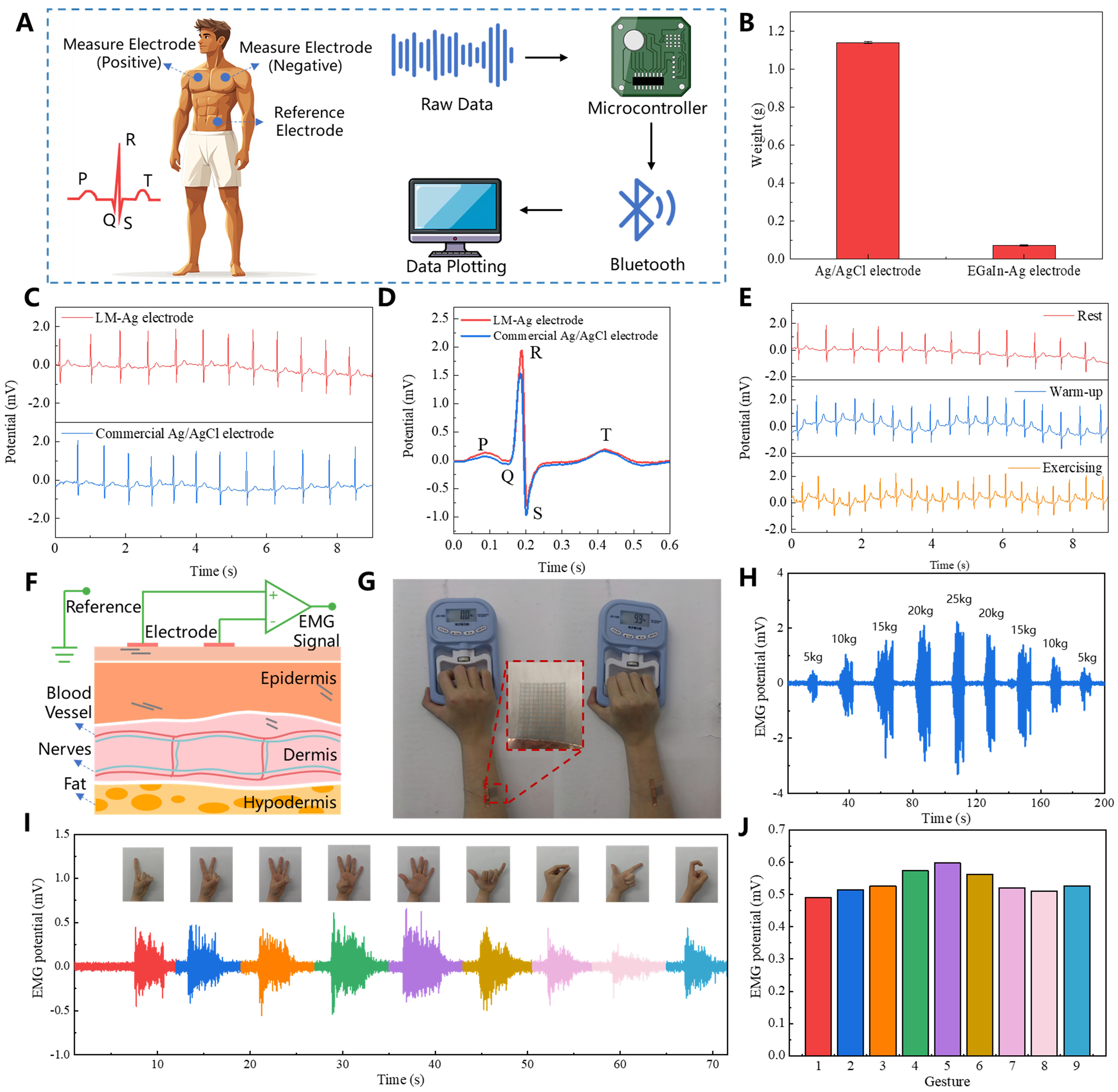 High-precision electrohydrodynamic printing of EGaIn-AgNPs biphasic conductive ink for conformal and lightweight bioelectrodes
